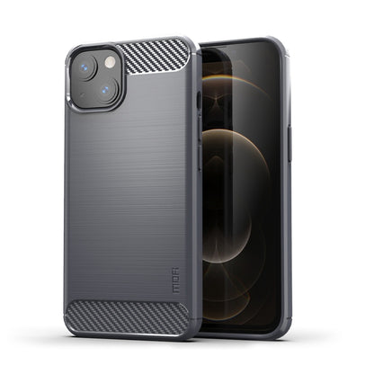 For iPhone 14 Plus MOFI Gentleness Brushed Texture Carbon Fiber TPU Phone Case  (Gray) - iPhone 14 Plus Cases by MOFI | Online Shopping South Africa | PMC Jewellery