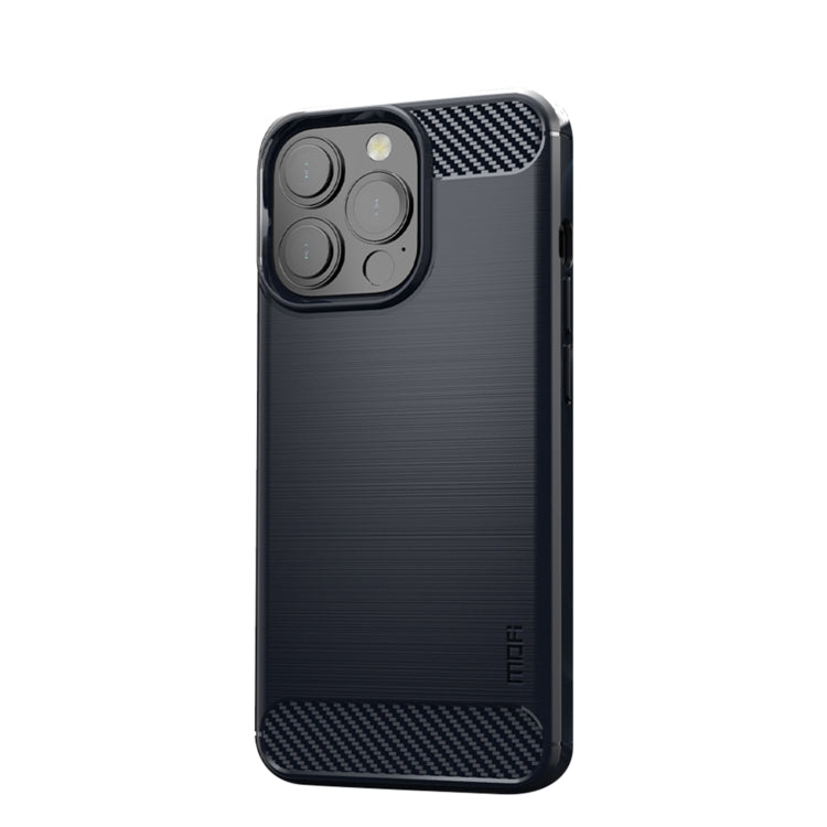 For iPhone 14 Pro Max MOFI Gentleness Brushed Texture Carbon Fiber TPU Phone Case (Blue) - iPhone 14 Pro Max Cases by MOFI | Online Shopping South Africa | PMC TechLife
