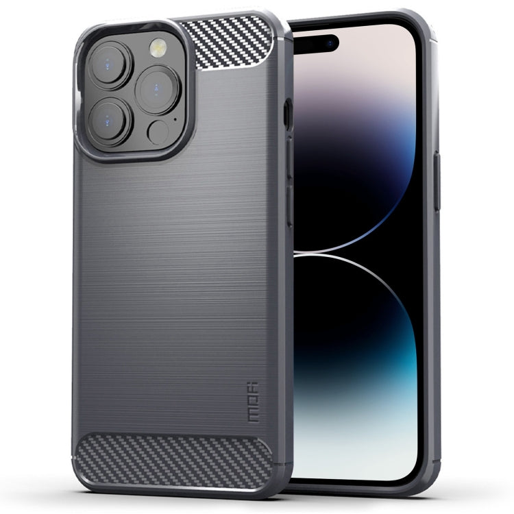 For iPhone 14 Pro Max MOFI Gentleness Brushed Texture Carbon Fiber TPU Phone Case (Gray) - iPhone 14 Pro Max Cases by MOFI | Online Shopping South Africa | PMC Jewellery