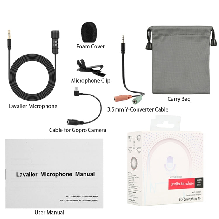 Yanmai R955 Mini Teaching Live Interview Wired Condenser Lavalier Lapel Microphone - Microphone by Yanmai | Online Shopping South Africa | PMC Jewellery | Buy Now Pay Later Mobicred