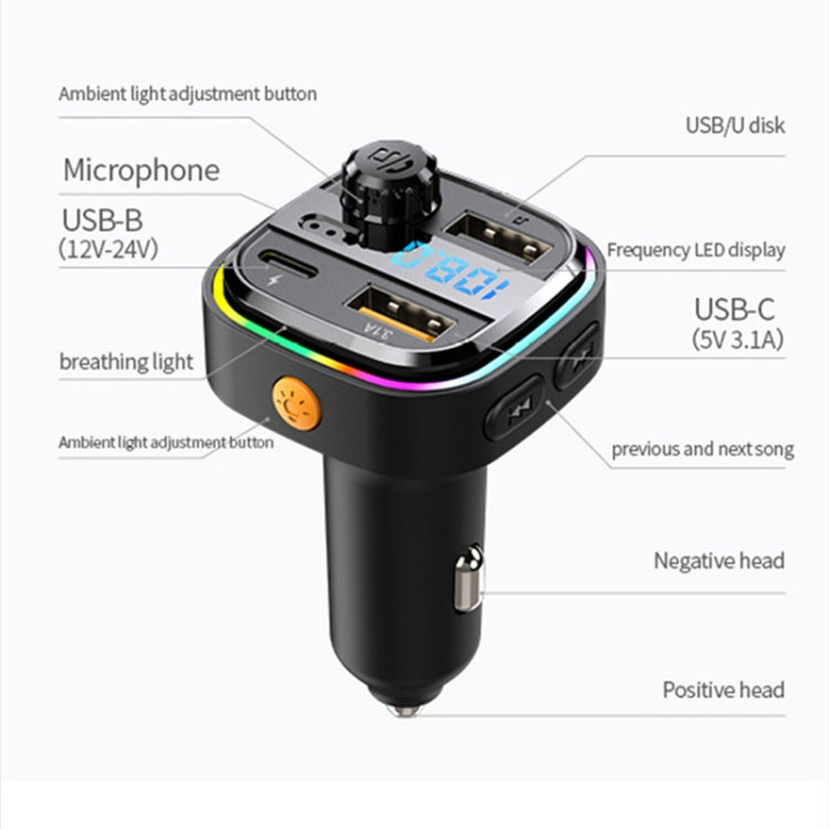 C26 Car Bluetooth Transmitter Handsfree Audio Player Dual USB Car Charger - Bluetooth Car Kits by PMC Jewellery | Online Shopping South Africa | PMC Jewellery | Buy Now Pay Later Mobicred