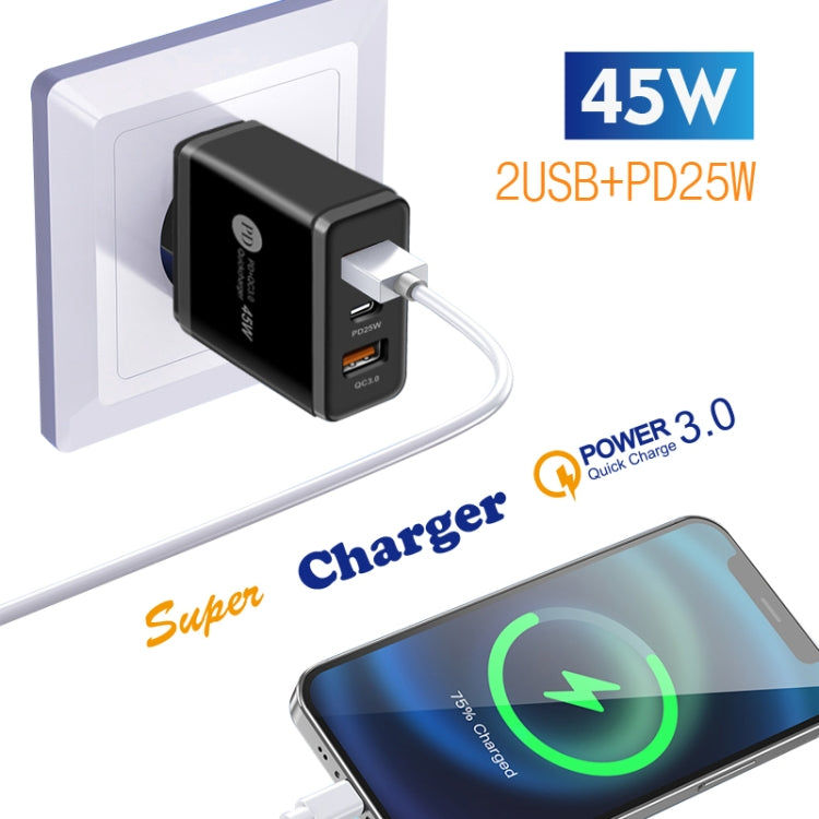 45W PD3.0 + 2 x QC3.0 USB Multi Port Charger with Type-C to Type-C Cable, EU Plug(White) - USB Charger by PMC TechLife | Online Shopping South Africa | PMC TechLife | Buy Now Pay Later Mobicred
