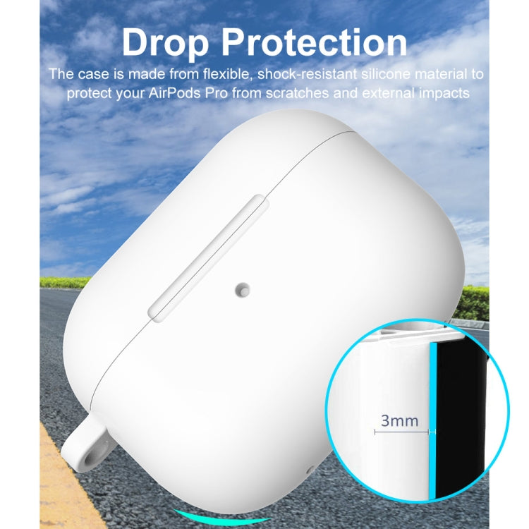 For Apple AirPods Pro 2 2022 ENKAY Thickened Silicone Protective Case with Keychain(White) - For AirPods Pro 2 by ENKAY | Online Shopping South Africa | PMC Jewellery