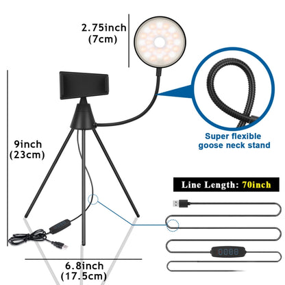 NS-08 LED Dimmable Ring Lamp with Phone Tripod Stand Holder - Ring Light by PMC Jewellery | Online Shopping South Africa | PMC Jewellery | Buy Now Pay Later Mobicred