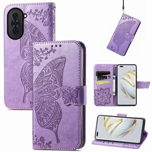 For Huawei Nova 10 Pro Butterfly Love Flower Embossed Leather Phone Case(Lavender) - Huawei Cases by PMC Jewellery | Online Shopping South Africa | PMC Jewellery