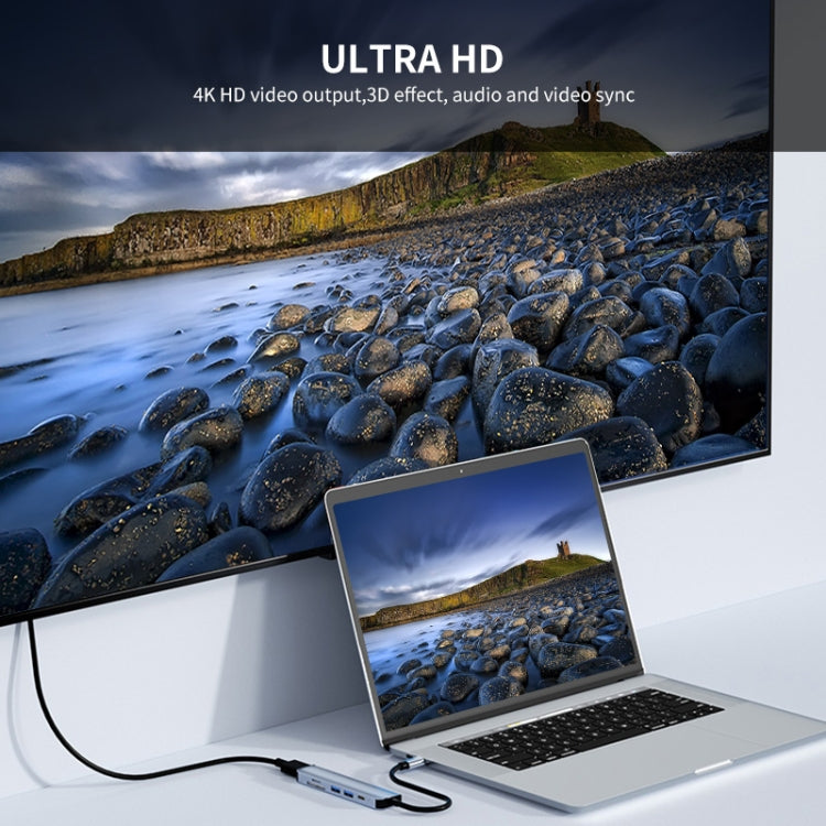 JUNSUNMAY 6 in 1 Type-C to 4K HDMI Docking Station Adapter USB-C PD Quick Charge Hub SD/TF Card Reader - free shipping - PMC Jewellery - Order now!