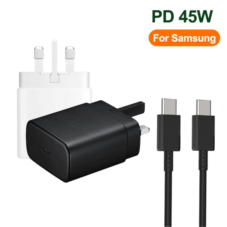 M135 45W USB-C / Type-C Port Fast Charger with 5A Type-C to Type-C Cable, UK Plug(White) - USB Charger by PMC TechLife | Online Shopping South Africa | PMC TechLife | Buy Now Pay Later Mobicred