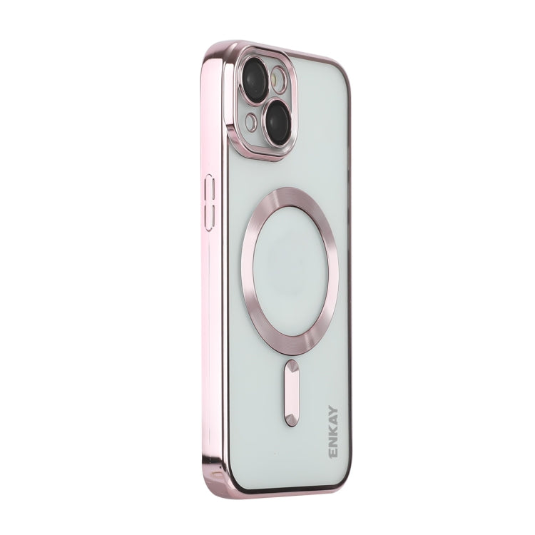 For iPhone 13 ENKAY Electroplated MagSafe Shockproof TPU Phone Case with Lens Film(Pink) - iPhone 13 Cases by ENKAY | Online Shopping South Africa | PMC Jewellery