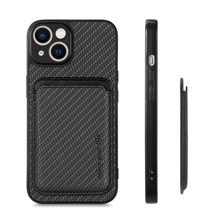 For iPhone 14 Pro Max Carbon Fiber Leather Card Magsafe Magnetic Phone Case(Black) - iPhone 14 Pro Max Cases by PMC TechLife | Online Shopping South Africa | PMC TechLife | Buy Now Pay Later Mobicred