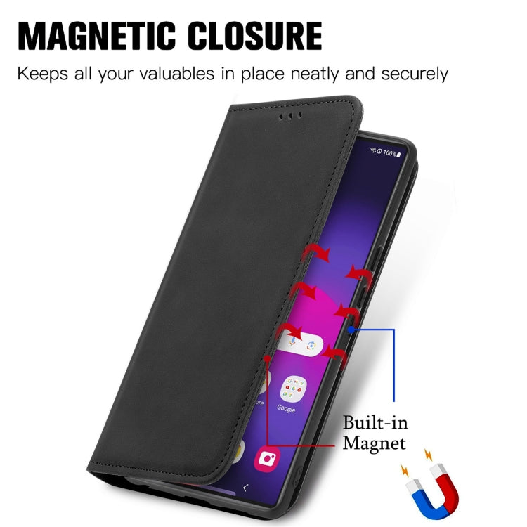 For Samsung Galaxy S25 Ultra 5G Retro Skin Feel Magnetic Leather Phone Case(Black) - Galaxy S25 Ultra 5G Cases by PMC Jewellery | Online Shopping South Africa | PMC Jewellery | Buy Now Pay Later Mobicred