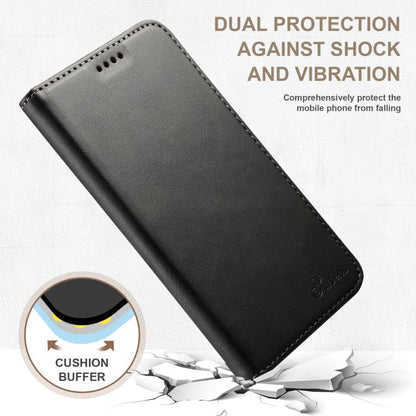 For Samsung Galaxy S25 5G Suteni Calf Texture Horizontal Flip Leather Phone Case(Black) - Galaxy S25 5G Cases by Suteni | Online Shopping South Africa | PMC Jewellery | Buy Now Pay Later Mobicred