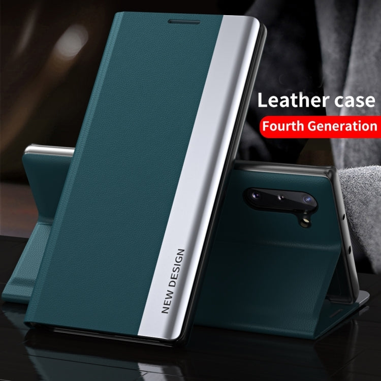 For Samsung Galaxy A54 5G Side Electroplated Adsorption Leather Phone Case(Light Blue) - Galaxy Phone Cases by PMC TechLife | Online Shopping South Africa | PMC TechLife