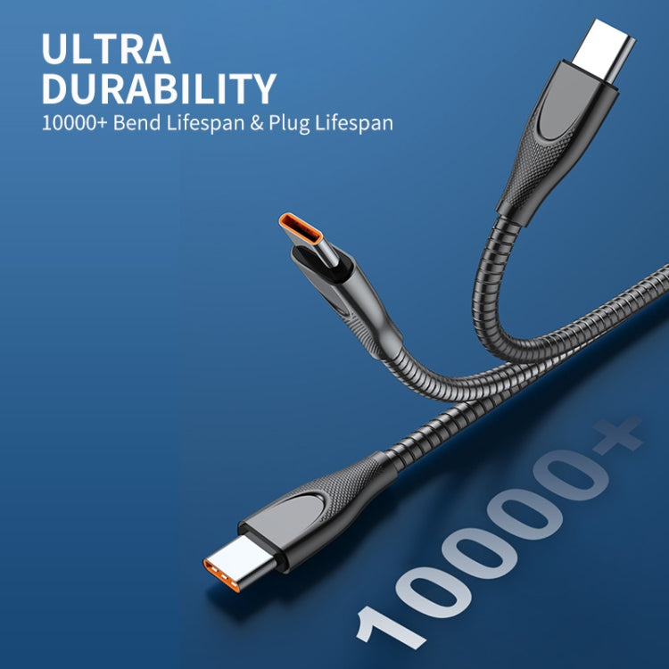 ENKAY ENK-CB132 USB to USB-C / Type-C Carbon Steel Hose Spring 6A Supper Fast Charging Data Cable, Length:2m(Black) - USB-C & Type-C Cable by ENKAY | Online Shopping South Africa | PMC TechLife | Buy Now Pay Later Mobicred