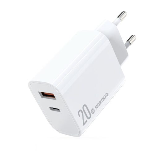 NORTHJO NOPD2002 PD20W USB-C/Type-C + QC 3.0 USB Dual Ports Fast Charger, EU Plug(White) - USB Charger by NORTHJO | Online Shopping South Africa | PMC Jewellery | Buy Now Pay Later Mobicred