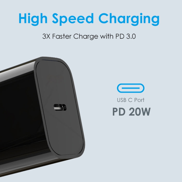 NORTHJO NOPD2001 PD 20W USB-C / Type-C Single Port Fast Charger, Plug Type:US Plug(Black) - free shipping - PMC Jewellery - Order now!
