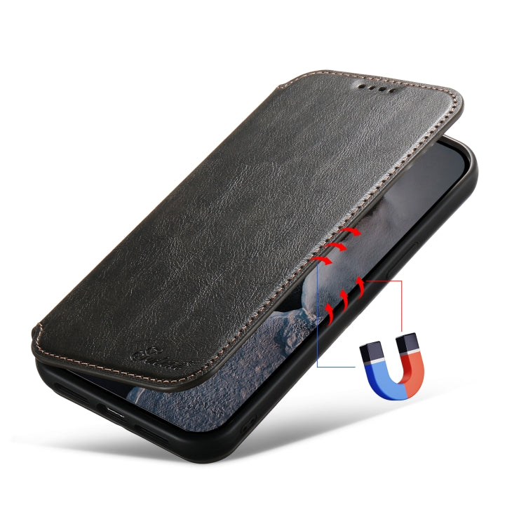 For iPhone 12 / 12 Pro Suteni J05 Leather Magnetic Magsafe Phone Case(Black) - iPhone 12 / 12 Pro Cases by Suteni | Online Shopping South Africa | PMC TechLife | Buy Now Pay Later Mobicred