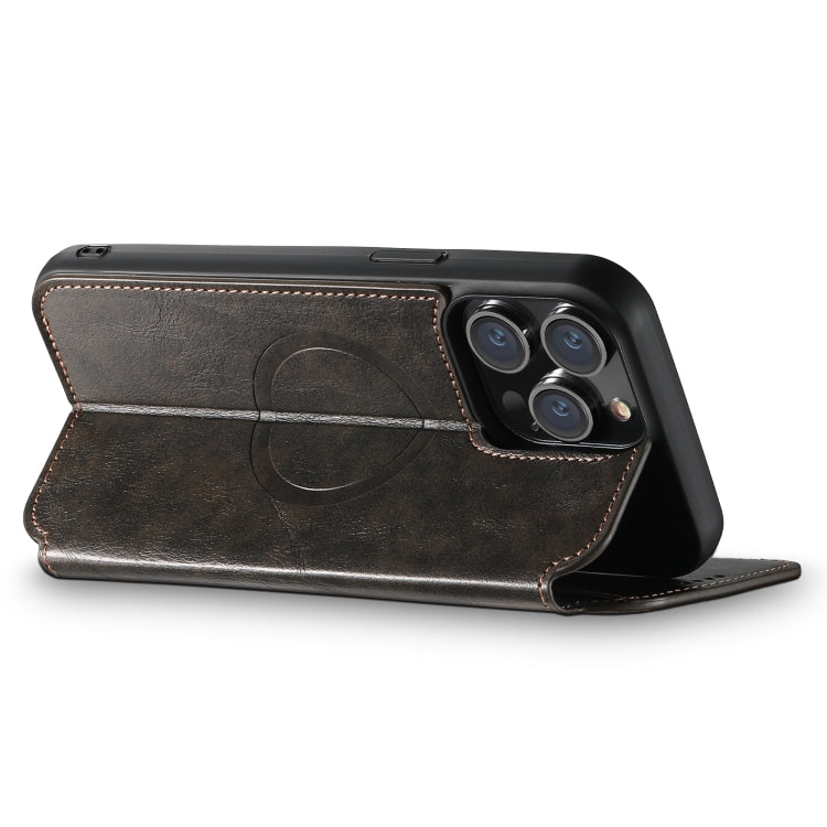 For iPhone 14 Pro Suteni J05 Leather Magnetic Magsafe Phone Case(Black) - free shipping - PMC Jewellery - Order now!
