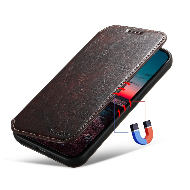 For iPhone 14 Pro Max Suteni J05 Leather Magnetic Magsafe Phone Case(Brown) - free shipping - PMC Jewellery - Order now!