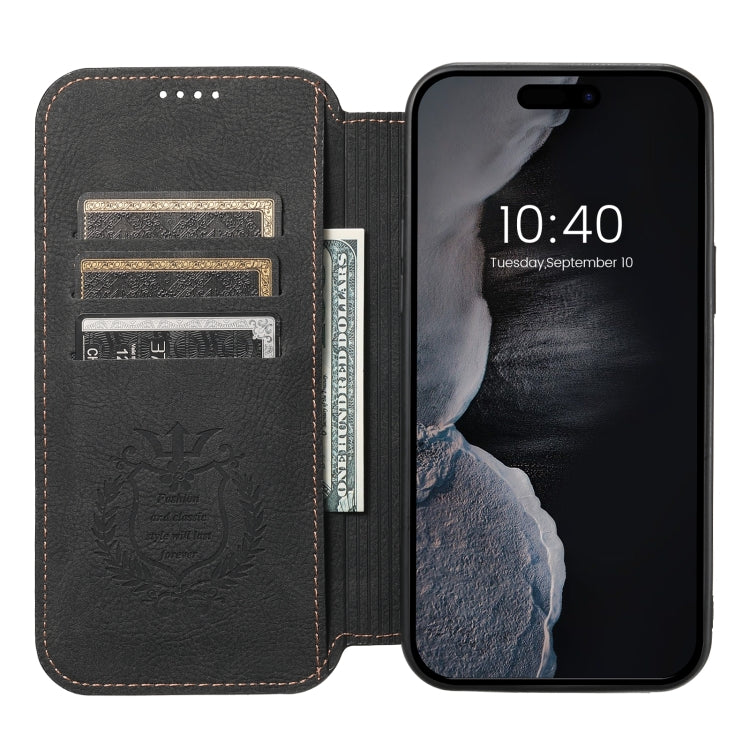 For iPhone 12 Pro Max Suteni J06 Retro Matte Litchi Texture Leather Magnetic Magsafe Phone Case(Black) - iPhone 12 Pro Max Cases by Suteni | Online Shopping South Africa | PMC Jewellery | Buy Now Pay Later Mobicred