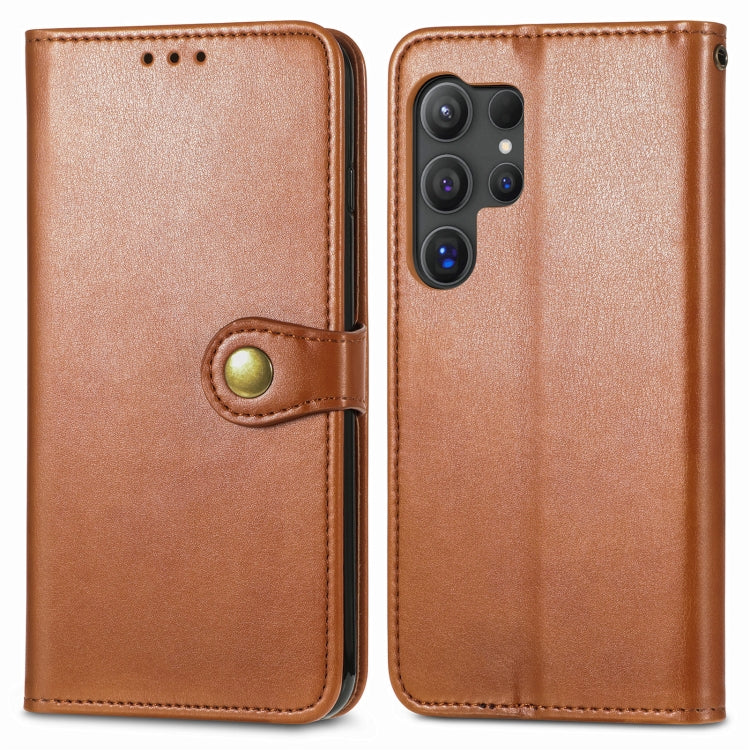 For Samsung Galaxy S25+ 5G Retro Solid Color Buckle Leather Phone Case(Brown) - Galaxy S25+ 5G Cases by PMC Jewellery | Online Shopping South Africa | PMC Jewellery | Buy Now Pay Later Mobicred