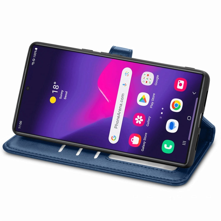 For Samsung Galaxy S25 5G Retro Solid Color Buckle Leather Phone Case(Blue) - Galaxy S25 5G Cases by PMC Jewellery | Online Shopping South Africa | PMC Jewellery | Buy Now Pay Later Mobicred