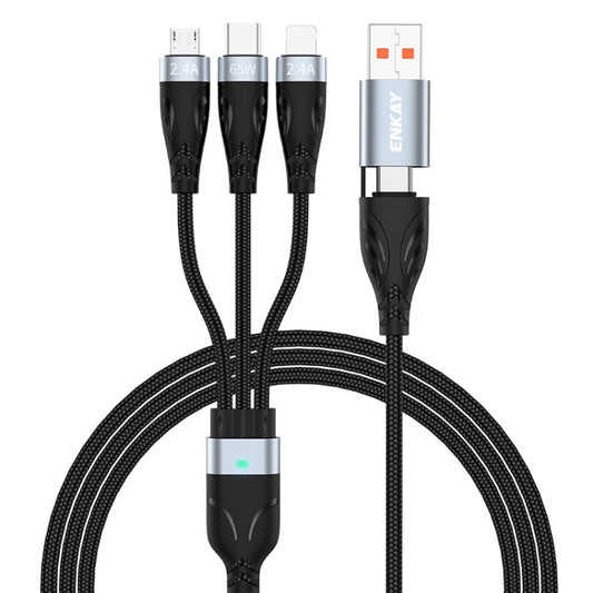 ENKAY ENK-CB135 5-in-1 65W USB-A & USB-C to 8 Pin / Type-C / Micro USB Multifunctional Charging Cable with Indicator Light, Cable Length:1.2m - Multifunction Cable by ENKAY | Online Shopping South Africa | PMC Jewellery | Buy Now Pay Later Mobicred