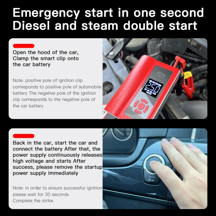 Ai8 Portable Multifunctional LCD Screen Emergency Power Supply 12V Car Start Air Pump(Black) - Inflatable Pump by PMC TechLife | Online Shopping South Africa | PMC TechLife