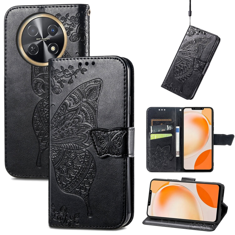 For Huawei Nova Y91 Butterfly Love Flower Embossed Leather Phone Case(Black) - Huawei Cases by PMC TechLife | Online Shopping South Africa | PMC TechLife