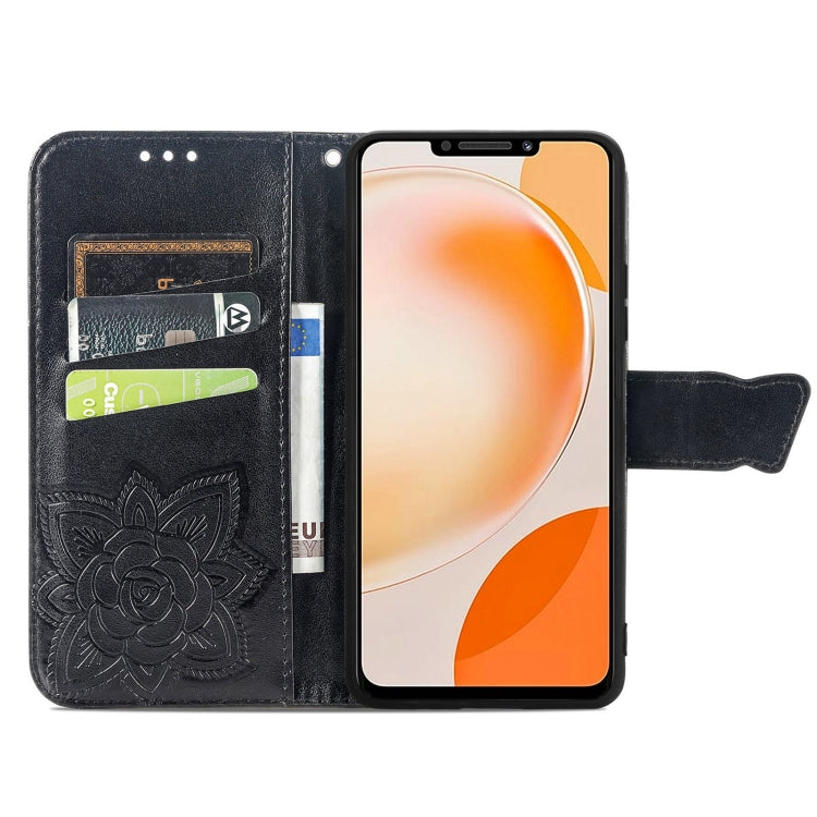 For Huawei Nova Y91 Butterfly Love Flower Embossed Leather Phone Case(Black) - Huawei Cases by PMC TechLife | Online Shopping South Africa | PMC TechLife