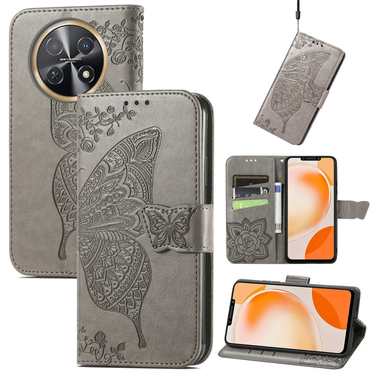 For Huawei Nova Y91 Butterfly Love Flower Embossed Leather Phone Case(Gray) - Huawei Cases by PMC Jewellery | Online Shopping South Africa | PMC Jewellery