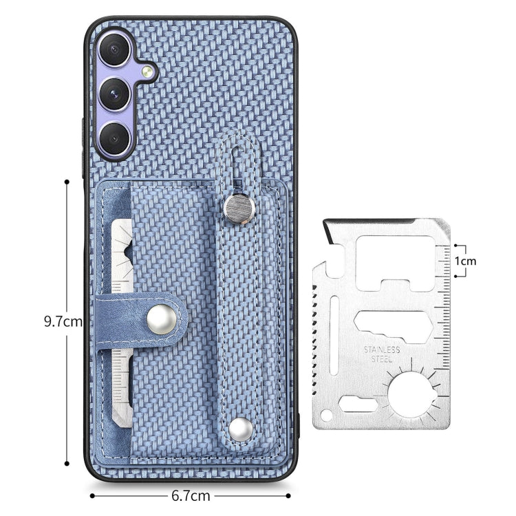 For Samsung Galaxy S25 5G Wristband Kickstand Wallet Back Phone Case with Tool Knife(Blue) - Galaxy S25 5G Cases by PMC Jewellery | Online Shopping South Africa | PMC Jewellery | Buy Now Pay Later Mobicred