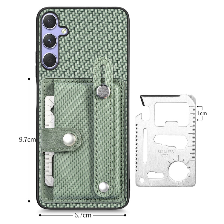 For Samsung Galaxy S25 5G Wristband Kickstand Wallet Back Phone Case with Tool Knife(Green) - Galaxy S25 5G Cases by PMC Jewellery | Online Shopping South Africa | PMC Jewellery | Buy Now Pay Later Mobicred