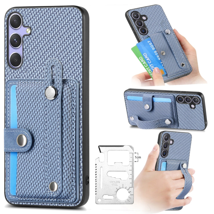 For Samsung Galaxy S25+ 5G Wristband Kickstand Wallet Back Phone Case with Tool Knife(Blue) - Galaxy S25+ 5G Cases by PMC Jewellery | Online Shopping South Africa | PMC Jewellery | Buy Now Pay Later Mobicred