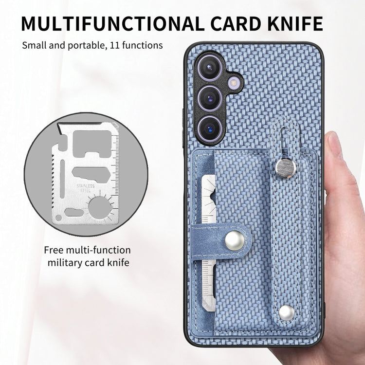 For Samsung Galaxy S25 5G Wristband Kickstand Wallet Back Phone Case with Tool Knife(Blue) - Galaxy S25 5G Cases by PMC Jewellery | Online Shopping South Africa | PMC Jewellery | Buy Now Pay Later Mobicred