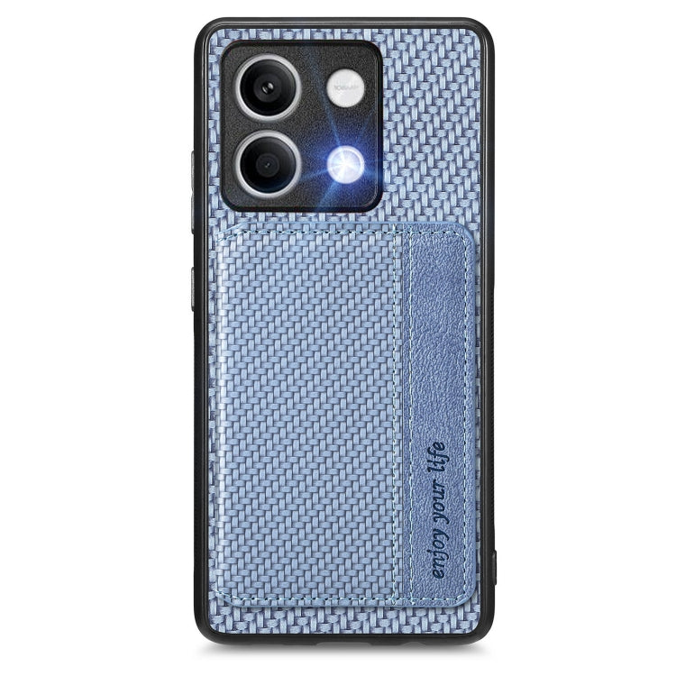 for Redmi Note 13 4G Carbon Fiber Magnetic Card Bag Phone Case(Blue) - Note 13 Cases by PMC Jewellery | Online Shopping South Africa | PMC Jewellery | Buy Now Pay Later Mobicred