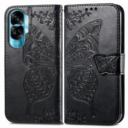 For Honor 90 Lite Butterfly Love Flower Embossed Leather Phone Case(Black) - Huawei Cases by PMC Jewellery | Online Shopping South Africa | PMC Jewellery