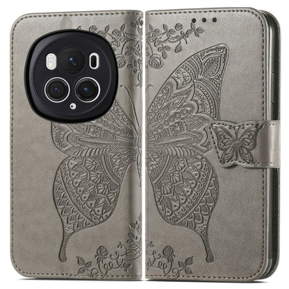 For Honor Magic6 Pro Butterfly Love Flower Embossed Leather Phone Case(Gray) - Honor Cases by PMC Jewellery | Online Shopping South Africa | PMC Jewellery | Buy Now Pay Later Mobicred