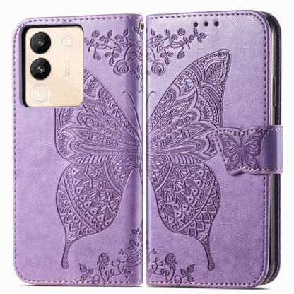 For vivo X100 Pro Butterfly Love Flower Embossed Leather Phone Case(Lavender) - X100 Pro Cases by imak | Online Shopping South Africa | PMC Jewellery | Buy Now Pay Later Mobicred