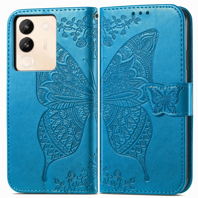 For vivo X100 Butterfly Love Flower Embossed Leather Phone Case(Blue) - X100 Cases by imak | Online Shopping South Africa | PMC Jewellery | Buy Now Pay Later Mobicred