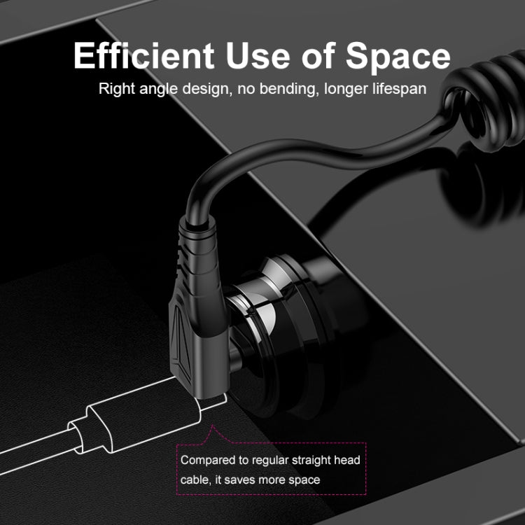 ENKAY Type-C to Type-C / 8 Pin 3A Elbow Expansion Spring Coiled Fast Chrging Data Cable, Length: 1.5m - 2 in 1 Cable by ENKAY | Online Shopping South Africa | PMC Jewellery | Buy Now Pay Later Mobicred