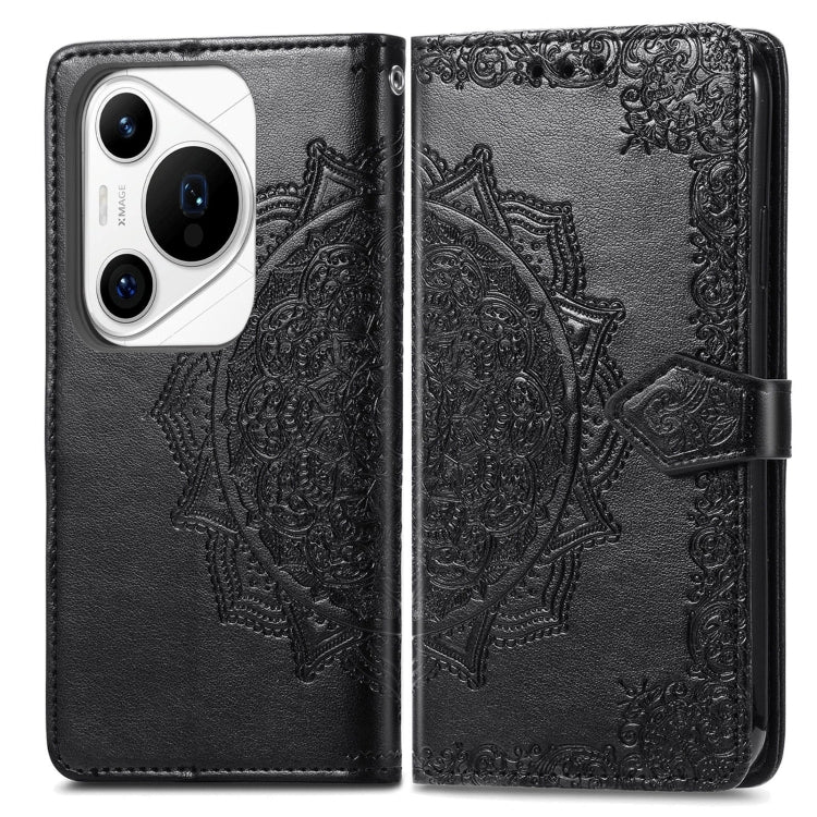 For Huawei Pura 70 Ultra Mandala Flower Embossed Leather Phone Case(Black) - Huawei Cases by PMC Jewellery | Online Shopping South Africa | PMC Jewellery | Buy Now Pay Later Mobicred