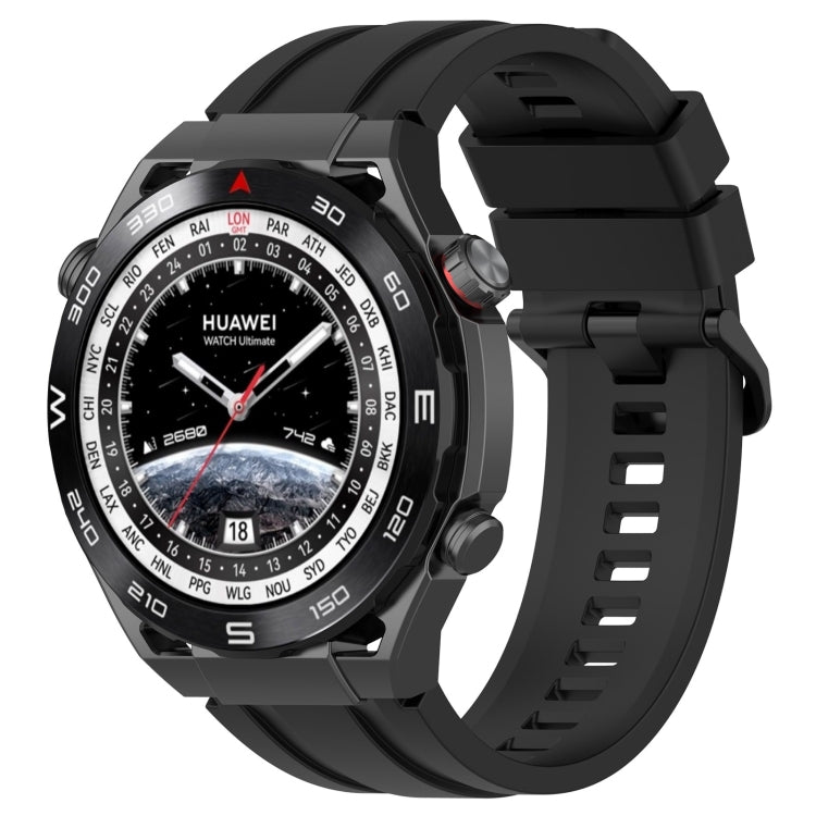 For Huawei Watch Ultimate Long & Short Sports Solid Color Silicone Watch Band Set(Black) - Watch Bands by PMC Jewellery | Online Shopping South Africa | PMC Jewellery