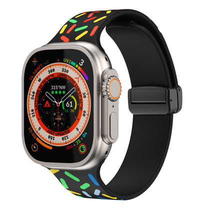 For Apple Watch Ultra 49mm Rainbow Dots Silicone Magnetic Black Buckle Watch Band(Black) - Watch Bands by PMC Jewellery | Online Shopping South Africa | PMC Jewellery