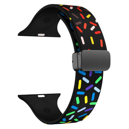 For Apple Watch Ultra 49mm Rainbow Dots Silicone Magnetic Black Buckle Watch Band(Black) - Watch Bands by PMC Jewellery | Online Shopping South Africa | PMC Jewellery