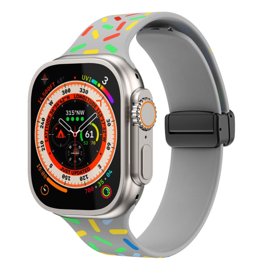 For Apple Watch 7 41mm Rainbow Dots Silicone Magnetic Black Buckle Watch Band(Gray) - Watch Bands by PMC Jewellery | Online Shopping South Africa | PMC Jewellery