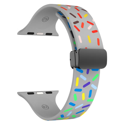 For Apple Watch 7 41mm Rainbow Dots Silicone Magnetic Black Buckle Watch Band(Gray) - Watch Bands by PMC Jewellery | Online Shopping South Africa | PMC Jewellery