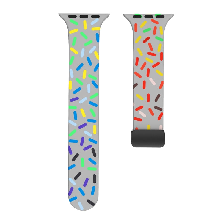 For Apple Watch 7 41mm Rainbow Dots Silicone Magnetic Black Buckle Watch Band(Gray) - Watch Bands by PMC Jewellery | Online Shopping South Africa | PMC Jewellery