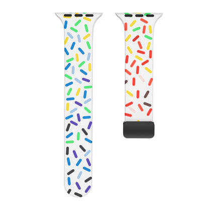 For Apple Watch 7 45mm Rainbow Dots Silicone Magnetic Black Buckle Watch Band(White) - Watch Bands by PMC Jewellery | Online Shopping South Africa | PMC Jewellery