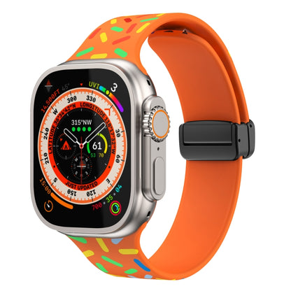 For Apple Watch SE 2022 44mm Rainbow Dots Silicone Magnetic Black Buckle Watch Band(Orange) - Watch Bands by PMC Jewellery | Online Shopping South Africa | PMC Jewellery