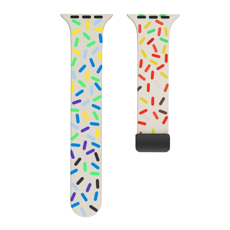 For Apple Watch 6 40mm Rainbow Dots Silicone Magnetic Black Buckle Watch Band(Starlight Color) - Watch Bands by PMC Jewellery | Online Shopping South Africa | PMC Jewellery